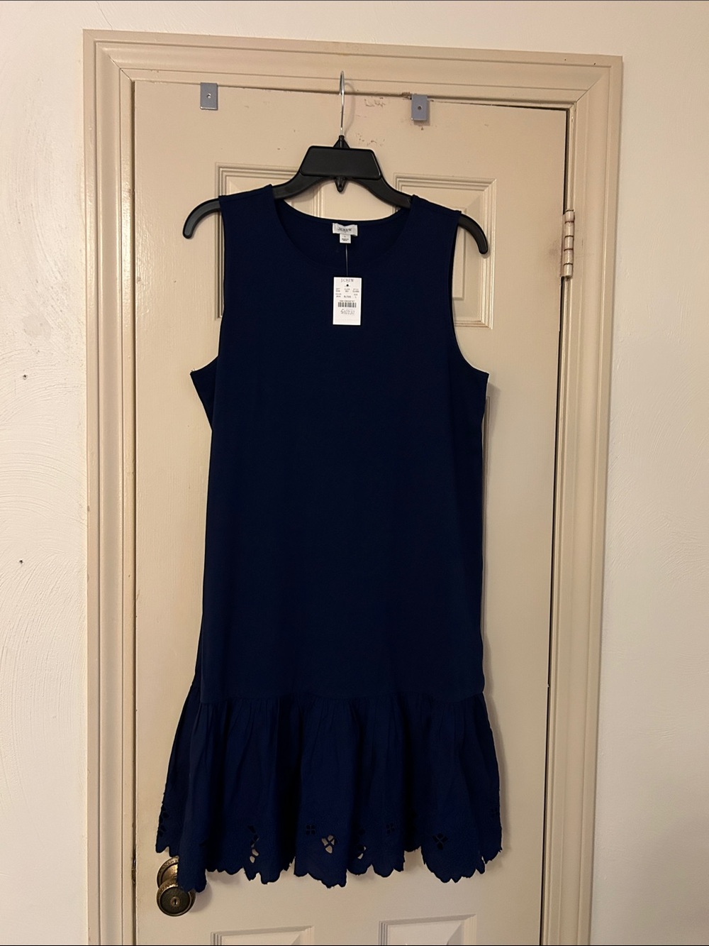J. Crew Navy Sleeveless Eyelet-Hem Casual Dress - Picture 3 of 6